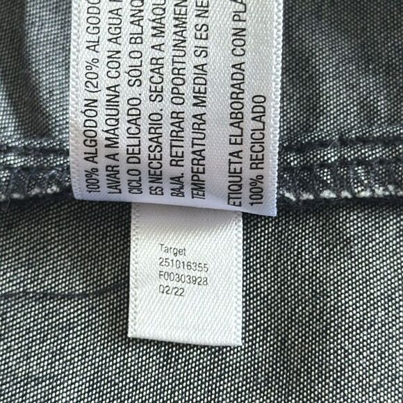 Kika Vargas x Target Puff Sleeve Peplum Top XS Navy Chambray Scalloped Neckline - Picture 10 of 10